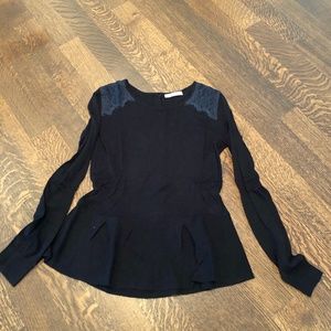 Hinge Peplum Sweater, Lace Detail, Sz M